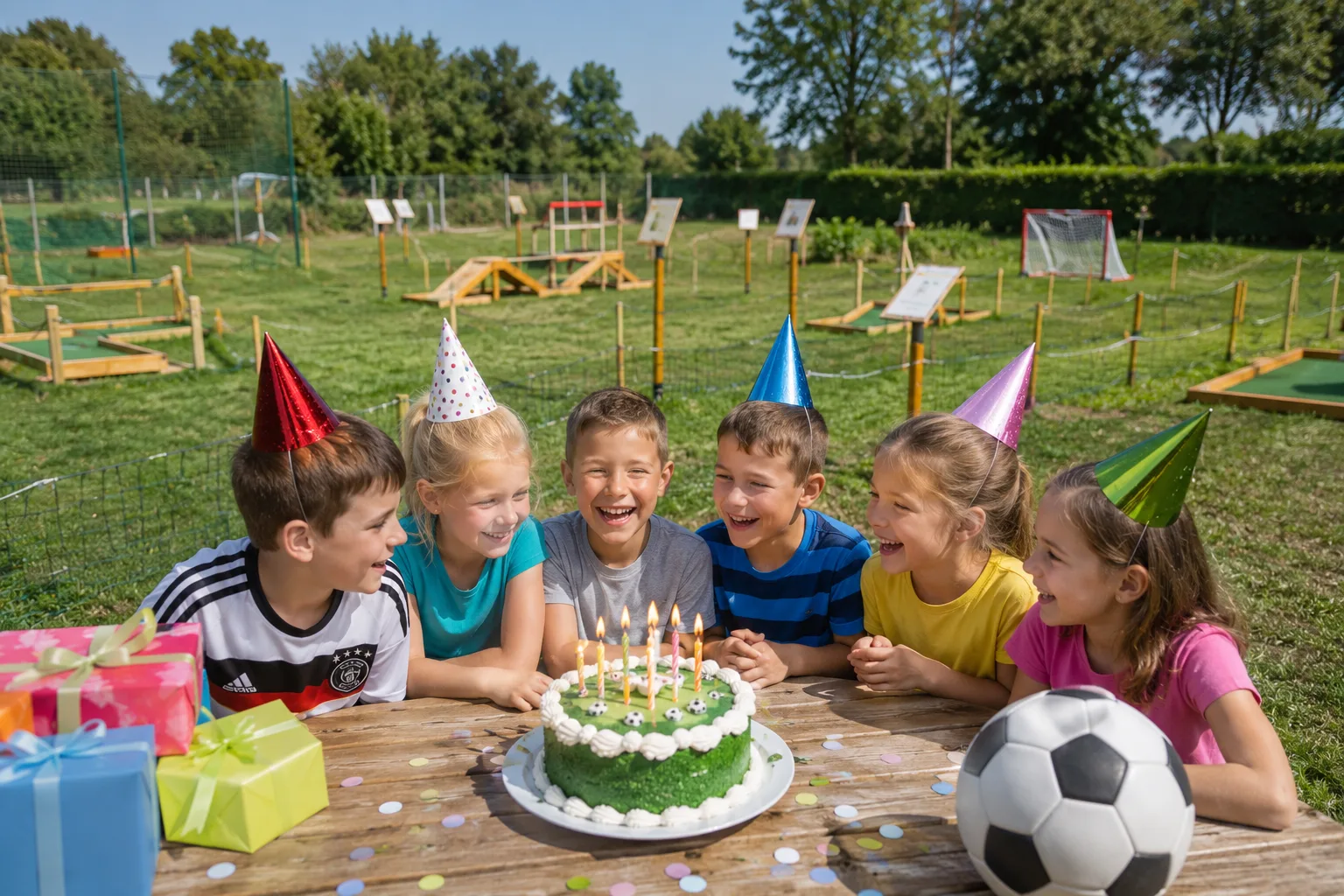 Kindergeburtstag mit Geburtstagstorte auf der FuMinGo-Anlage